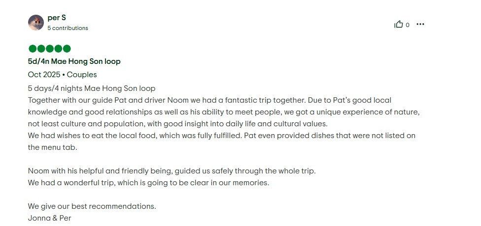 Mae Hong Son Loop Tour Reviews Thailand Hill Tribe Holidays